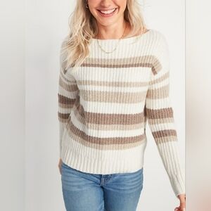 Old Navy Slouchy Cozy Striped Boat Neck Knit Sweater XS